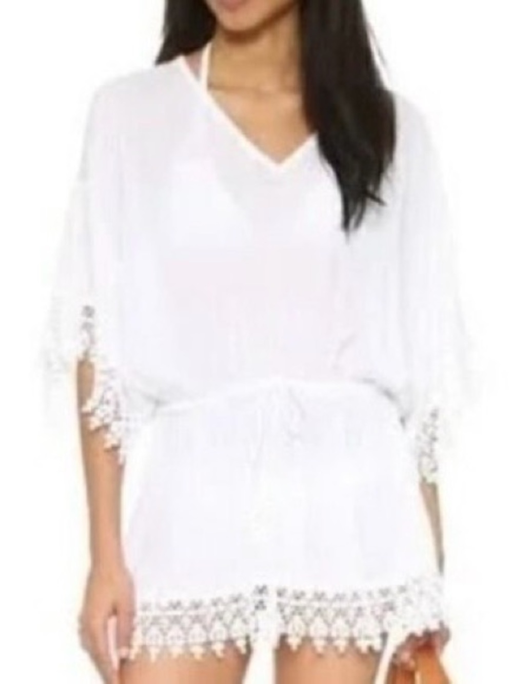 NWT Beautiful Tory Burch Swim Cover Up Tunic Dress - Sz Large - White Ivory